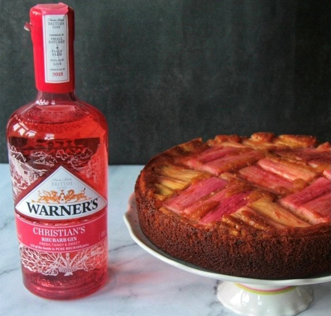 Rhubarb Gin, Ginger & White Chocolate Upside Down Cake Warners