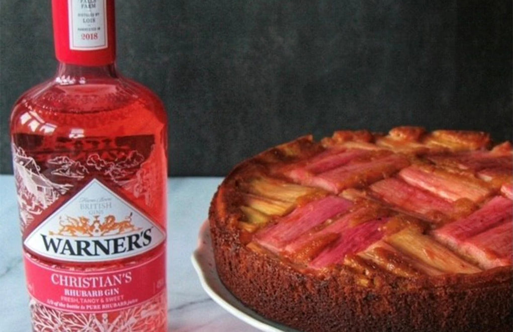 Rhubarb Gin, Ginger & White Chocolate Upside Down Cake